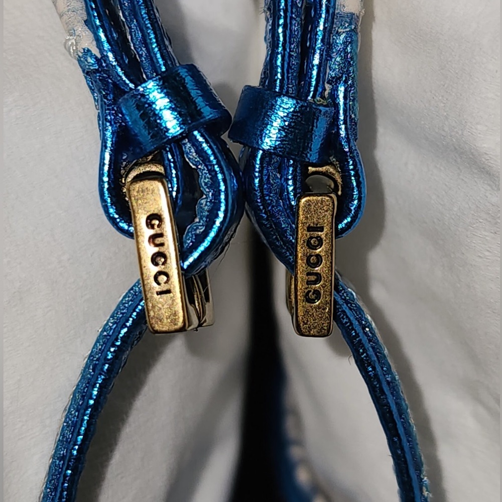 NIB Gucci Haines 105mm Sequin Sandal Heels 37 - Picture 10 of 16